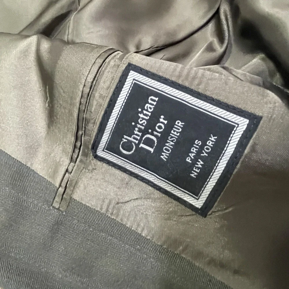 Christian Dior 43L 36x32 Brown Melange‎ Herringbone Stripe Suit